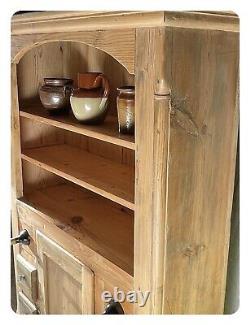 Stunning Rustic Solid Pine Vintage Dresser, Draws, Porcelain Knobs, Wine Holders