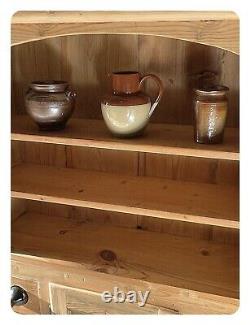 Stunning Rustic Solid Pine Vintage Dresser, Draws, Porcelain Knobs, Wine Holders