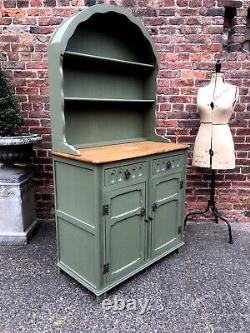 Stunning Vintage Green Painted Dresser With Domed Top, Kitchen Dresser