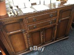 Stunning Vintage Welsh Dresser With Plate Grooves & Leaded Glass Shabby Chic