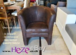 Stylish and elegant tub chair York, antique faux leather, high quality, large