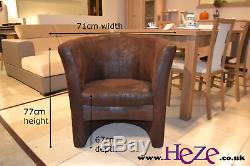 Stylish and elegant tub chair York, antique faux leather, high quality, large