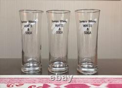 Suntory Whisky WHITE & SODA Glass Set of 3 Highball Tumblers Vintage Used