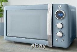 Swan Retro Blue Digital 800w 20L Microwave. Vintage Style Kitchen Microwave