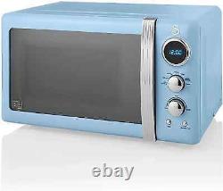 Swan Retro Blue Digital 800w 20L Microwave. Vintage Style Kitchen Microwave