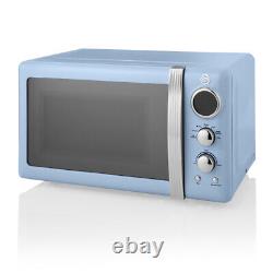 Swan Retro Blue Digital 800w 20L Microwave. Vintage Style Kitchen Microwave