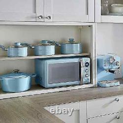 Swan Retro Blue Digital 800w 20L Microwave. Vintage Style Kitchen Microwave