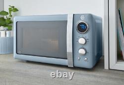 Swan Retro Blue Digital 800w 20L Microwave. Vintage Style Kitchen Microwave