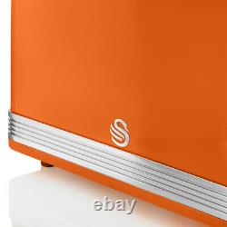 Swan Retro Dial Kettle & 4 Slice Toaster Orange Vintage Kitchen Electrical Set