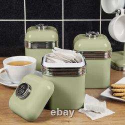 Swan Retro Green Jug Kettle 4 Slice Toaster Bread Bin Canisters & Mug Tree Set