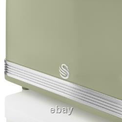 Swan Retro Green Jug Kettle 4 Slice Toaster Bread Bin Canisters & Mug Tree Set