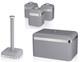 Swan Retro Grey Kitchen Storage Set Bread Bin 3 Canisters & Kitchen Roll Holder