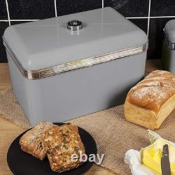 Swan Retro Grey Kitchen Storage Set Bread Bin 3 Canisters & Kitchen Roll Holder Swan Retro Grey Kitchen Storage Set Bread Bin 3 Canisters & Kitchen Roll Holder