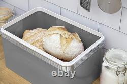 Swan Retro Grey Kitchen Storage Set Bread Bin 3 Canisters & Kitchen Roll Holder