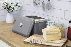 Swan Retro Grey Kitchen Storage Set Bread Bin 3 Canisters & Kitchen Roll Holder
