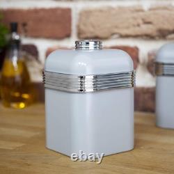 Swan Retro Grey Kitchen Storage Set Bread Bin 3 Canisters & Kitchen Roll Holder