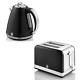 Swan Retro Jug Kettle & 2 Slice Toaster Vintage Kitchen Set Of Two In Black