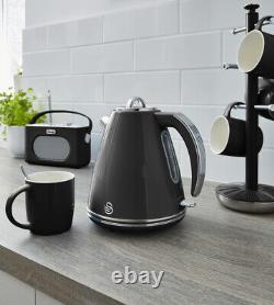 Swan Retro Jug Kettle & 2 Slice Toaster Vintage Kitchen Set of Two in Black