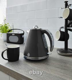 Swan Retro Jug Kettle & 4 Slice Toaster Vintage Kitchen Set of Two in Black