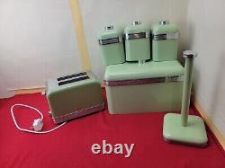 Swan Retro Kitchen Storage Canisters, Sage Set of 3 AND BREADBIN, Towel & Toas