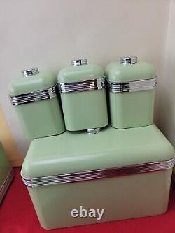 Swan Retro Kitchen Storage Canisters, Sage Set of 3 AND BREADBIN, Towel & Toas