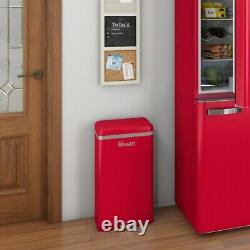 Swan Retro Red 45L Square Sensor Bin Vintage Design Kitchen Waste Bin in Red