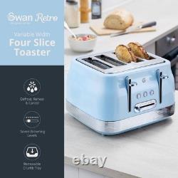 Swan Retro Revive Blue Stovetop Kettle 4 Slice Toaster Kitchen Canisters Set