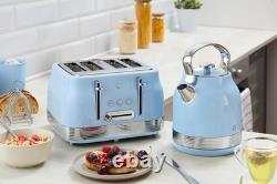 Swan Retro Revive Blue Stovetop Kettle 4 Slice Toaster Kitchen Canisters Set