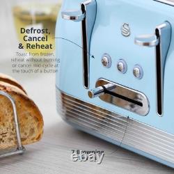 Swan Retro Revive Blue Stovetop Kettle 4 Slice Toaster Kitchen Canisters Set