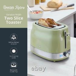 Swan Retro Revive Green Jug Kettle 2 Slice Toaster Canisters Kitchen Bundle Set