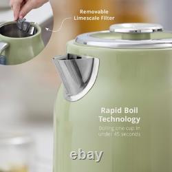 Swan Retro Revive Green Kettle 4 Slice Toaster & 3 Canisters Kitchen Bundle Set