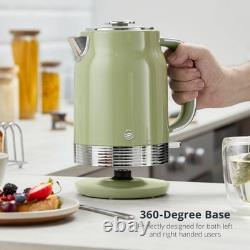 Swan Retro Revive Green Kettle 4 Slice Toaster & 3 Canisters Kitchen Bundle Set