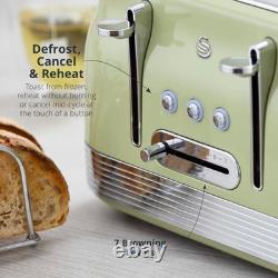 Swan Retro Revive Green Kettle 4 Slice Toaster & 3 Canisters Kitchen Bundle Set