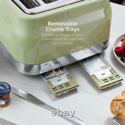 Swan Retro Revive Green Kettle 4 Slice Toaster & 3 Canisters Kitchen Bundle Set