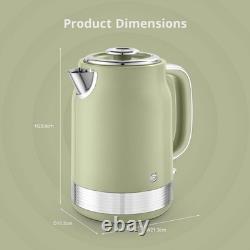 Swan Retro Revive Green Kettle 4 Slice Toaster & 3 Canisters Kitchen Bundle Set