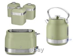 Swan Retro Revive Green Stovetop Design Kettle 2 Slice Toaster & Canisters Set