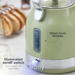 Swan Retro Revive Green Stovetop Design Kettle 2 Slice Toaster & Canisters Set