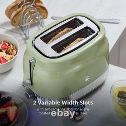 Swan Retro Revive Green Stovetop Design Kettle 2 Slice Toaster & Canisters Set