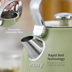 Swan Retro Revive Green Stovetop Design Kettle 2 Slice Toaster & Canisters Set