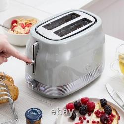 Swan Retro Revive Grey Jug Kettle 2 Slice Toaster Canisters Matching Kitchen Set