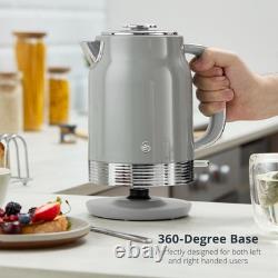 Swan Retro Revive Grey Jug Kettle 2 Slice Toaster Canisters Matching Kitchen Set