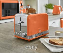 Swan Retro Temperature Dial Kettle & 2 Slice Toaster Orange Vintage Kitchen Set