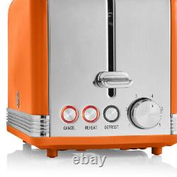 Swan Retro Temperature Dial Kettle & 2 Slice Toaster Orange Vintage Kitchen Set