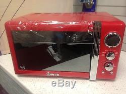 Swan SM22030RN 20L 800W Retro/Vintage Digital Microwave Red -N