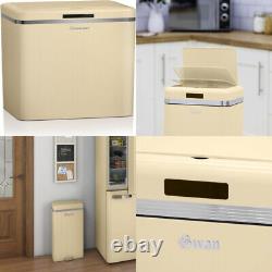 Swan SWKA4500CN Retro Kitchen Bin with Infrared Technology, Square, Cream