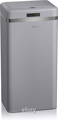 Swan SWKA4500GRN Retro Kitchen Bin with Infrared Technology, Square, Grey