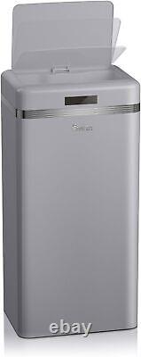 Swan SWKA4500GRN Retro Kitchen Bin with Infrared Technology, Square, Grey