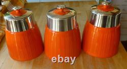 Swan retro tea sugar coffee containers orange little use