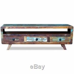 TV Media Cabinet Stand with 3 Drawers Solid Reclaimed Recycled Wood Home Decor