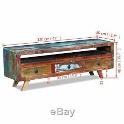 TV Media Cabinet Stand with 3 Drawers Solid Reclaimed Recycled Wood Home Decor